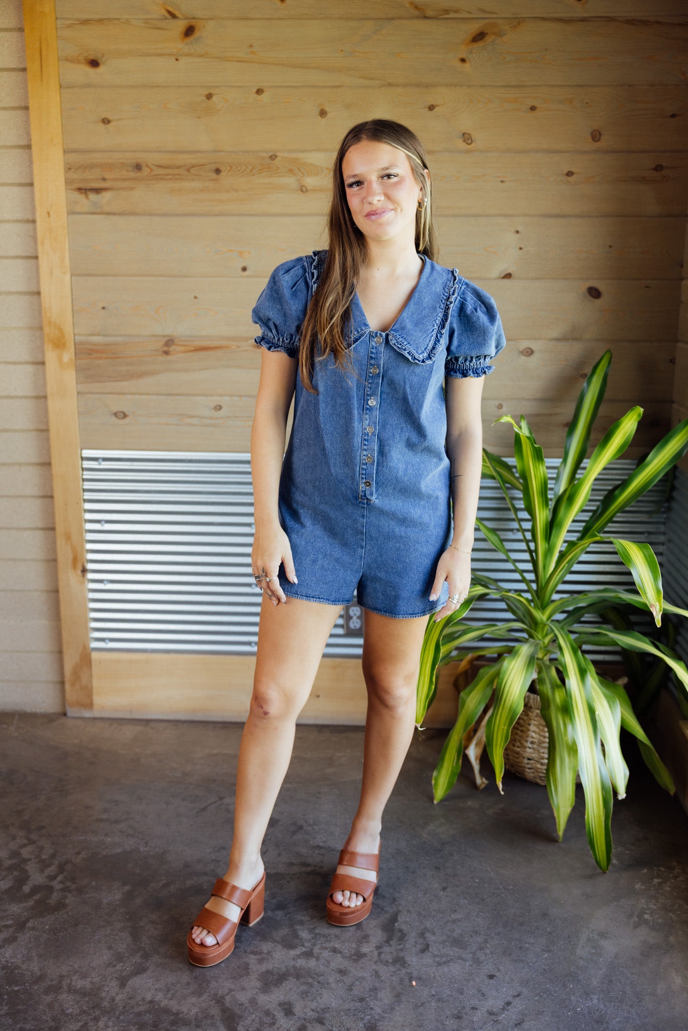 Sally Denim Romper